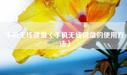 手机无线键盘（手机无线键盘的使用方法）