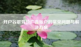开户谷歌竞价广告账户的常见问题与解决方案