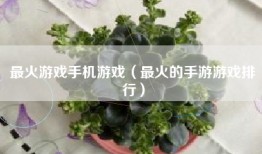最火游戏手机游戏（最火的手游游戏排行）