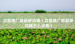 百度推广屏蔽移动端（百度推广屏蔽移动端怎么设置）