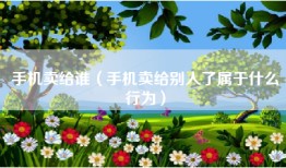 手机卖给谁（手机卖给别人了属于什么行为）