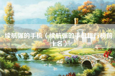 续航强的手机（续航强的手机排行榜前十名）
