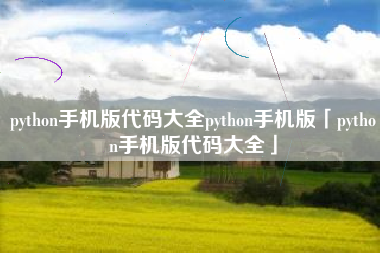 python手机版代码大全python手机版「python手机版代码大全」